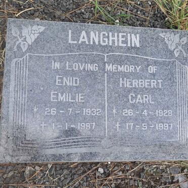 LANGHEIN Herbert Carl 1928-1997 & Enid Emilie 1932-1997