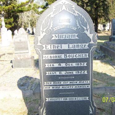 LANGE Mirjam Ethel nee BOUCHER 1892-1922