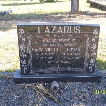 LAZARUS Thomas 1929-1981 &amp; Mary Violet 1931-1982