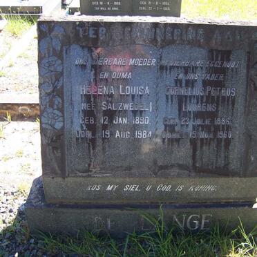 LANGE Cornelius Petrus Lourens, de 1886-1960 &amp; Helena Louisa SALZWEDEL 1890-1984