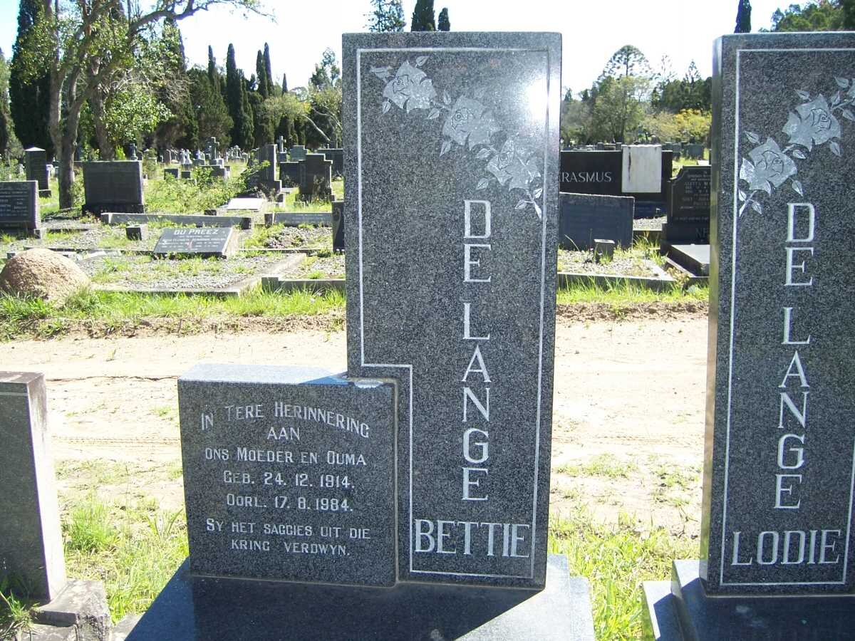 LANGE Lodie, de 1912-1966 &amp; Bettie 1914-1984