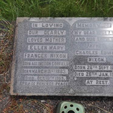 NIXON Charles Edwin 1867-1949 &amp; Ellen Mary Frances ADLINGTON-CORFIELD 1883-1959