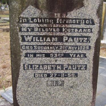PAUTZ William -1929 &amp; Elizabeth -1958