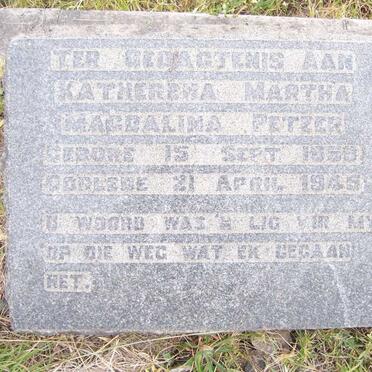 PETZER Katherena Martha Magdalina 1858-1945