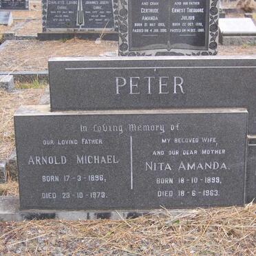 PETER Arnold Michael 1896-1973 &amp; Nita Amanda 1899-1963