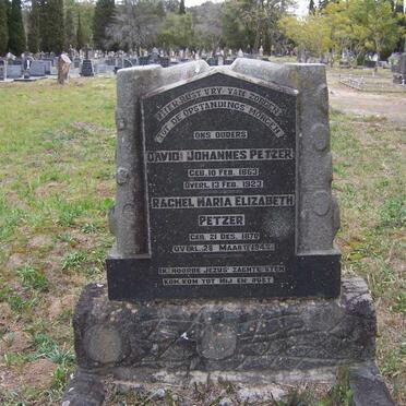 PETZER David Johannes 1863-1923 &amp; Rachel Maria Elizabeth 1870-1942