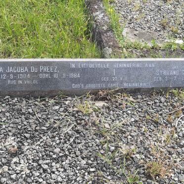 PREEZ Sybrand Gerhardus, du 1891-1967 & Alwena Jacoba MARITZ 1904-1984 