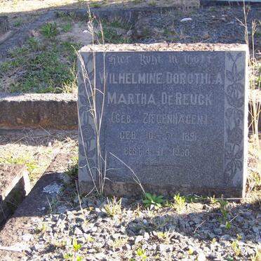 REUCK Wilhelmine Dorothea Martha, de nee ZIEGENHAGEN 1891-1960