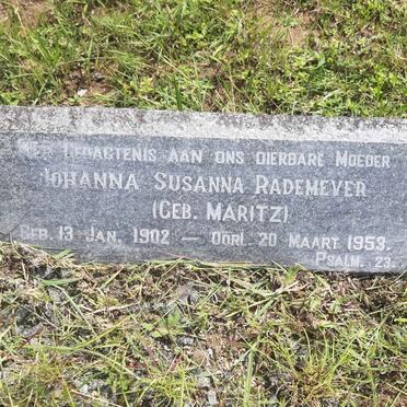 RADEMEYER Johanna Susanna nee MARITZ 1902-1953