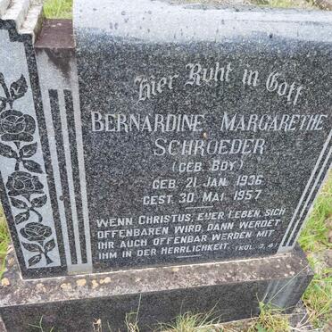SCHROEDER Bernadine Margarethe nee BOY 1936-1957
