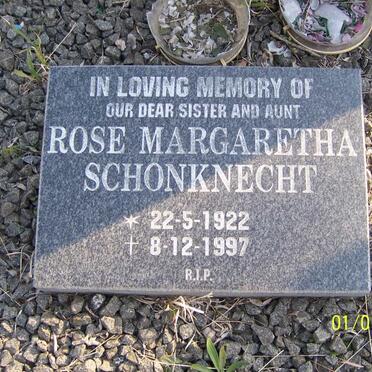 SCHONKNECHT Rose Margaretha 1922-1997