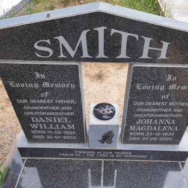 SMITH Daniel William 1934-2003 &amp; Johanna Magdalena 1934-2020