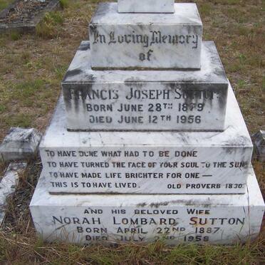 SUTTON Francis Joseph 1879-1956 &amp; Norah Lombard 1887-1959