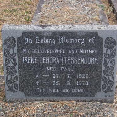 TESSENDORF Irene Deborah nee PAHL 1922-1970