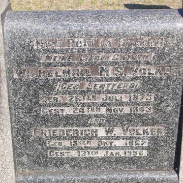 VOLKER Friedrich W. 1867-1958 &amp; Wilhelmine M.S. LENTFERD 1873-1943