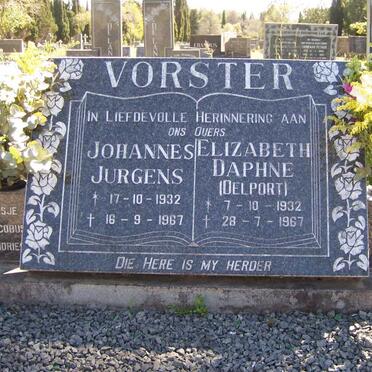 VORSTER Johannes Jurgens 1932-1967 &amp; Elizabeth Daphne DELPORT 1932-1967