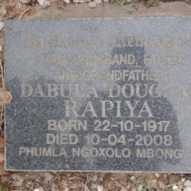 RAPIYA Dabula Douglas 1917-2008 &amp; Nosomi Patricia 1934-2020