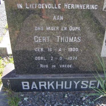 BARKHUYSEN Gert Thomas 1900-1974