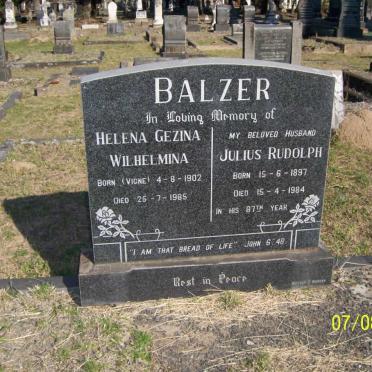 BALZAR Julius Rudolph 1897-1984 &amp; Helena Gezina Wilhelmina VIGNE 1902-1985