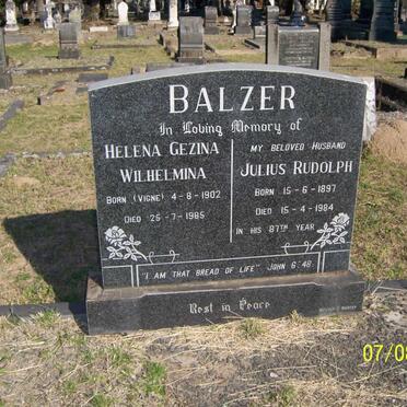 BALZAR Julius Rudolph 1897-1984 &amp; Helena Gezina Wilhelmina VIGNE 1902-1985