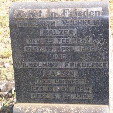 BALZER Friedrich Wilhelm 1852-1934 &amp; Wilhelmine Friederike GOMBERT 1854-1900