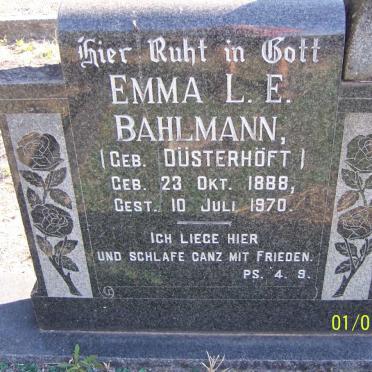 BAHLMANN Emma L.E. nee DUSTERHOFT 1888-1970