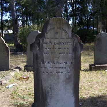 BARNETT John 1837-1881 &amp; Marian 1836-1911
