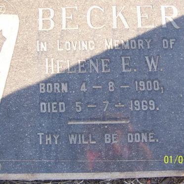 BECKER Helene E.W. 1900-1969