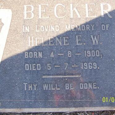 BECKER Helene E.W. 1900-1969