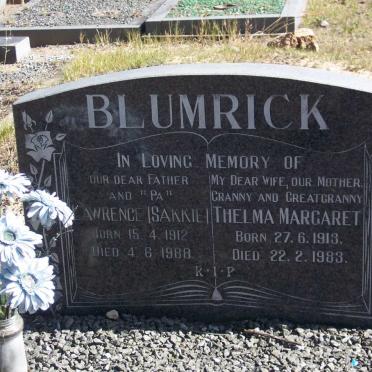 BLUMRICK Lawrence 1912-1988 &amp; Thelma Margaret 1913-1983