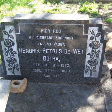 BOTHA Hendrik Petrus de Wet 1932-1979