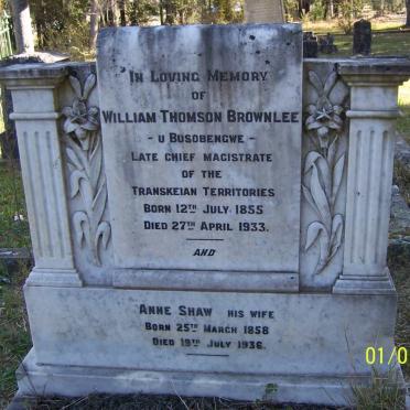 BROWNLEE William Thomson 1855-1933 &amp; Annie SHAW 1858-1936