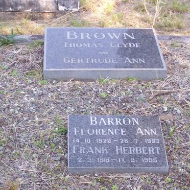 BROWN Thomas Claude &amp; Gertrude Ann :: BARRON Frank Herbert 1918-1985 &amp; Florence Ann 1920-1993