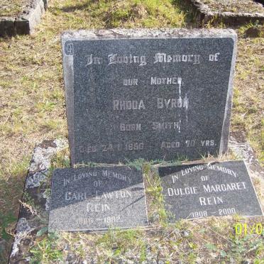 BYRON Rhoda born SMITH -1950 :: REIN Carl Lawton 1906-1982 &amp; Dulcie Margaret 1908 - 2