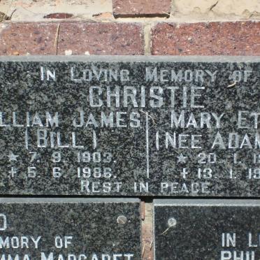 CHRISTIE William James 1903-1986 &amp; Mary Ethel ADAMSON 1903-1988
