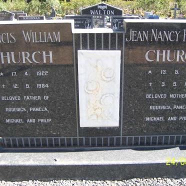 CHURCH Francis William 1922-1984 &amp; Jean Nancy Florence 1930-1982