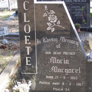 CLOETE Maria Margaret 1903-1987
