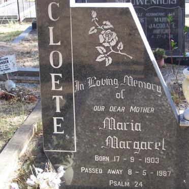 CLOETE Maria Margaret 1903-1987