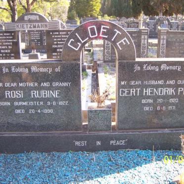 CLOETE Gert Hendrik Petrus 1920-1971 &amp; Rosi Rubine BURMEISTER 1922-1990