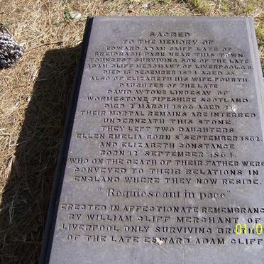 CLIFF Edward Adam -1874 &amp; Elizabeth LINDESAY -1866