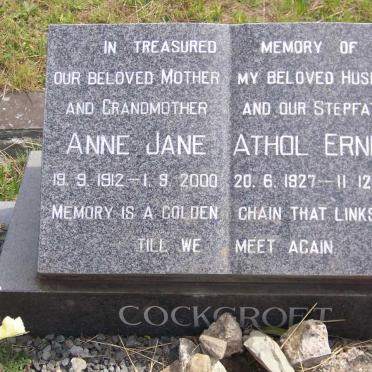 COCKCROFT Athol Ernest 1927-1973 &amp; Anne Jane 1912-2000