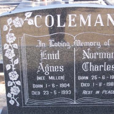 COLEMAN Norman Charles 1908-1988 &amp; Enid Agnes MILLER 1904-1993