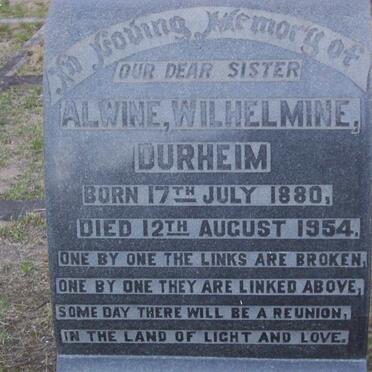 DURHEIM Alwine Wilhelmine 1880-1954