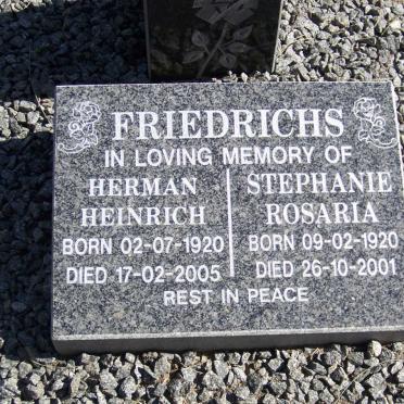 FRIEDRICHS Herman Heinrich 1920-2005 &amp; Stephanie Rosaria 1920-2001