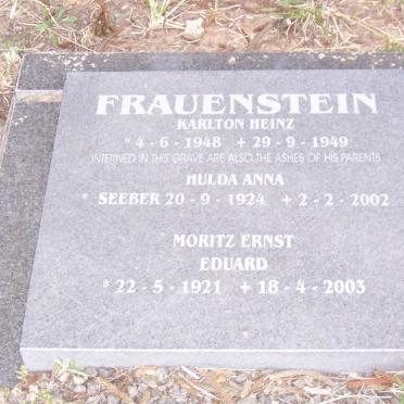 FRAUENSTEIN Moritz Ernst Eduard 1921-2003 &amp; Hulda Anna 1924-2002 :: FRAUENSTEIN Karlton Heinz 1948- 1949