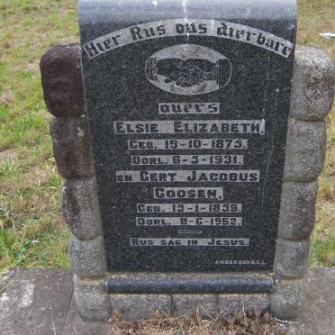 GOOSEN Gert Jacobus 1859-1952 &amp; Elsie Elizabeth 1875-1931