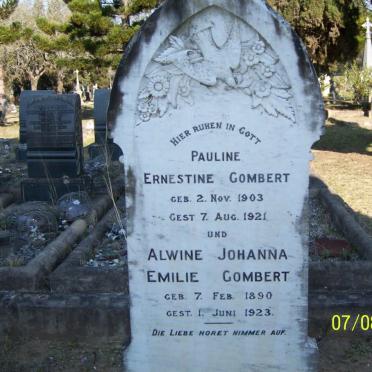 GOMBERT Pauline Ernestine 1903-1921 :: GOMBERT Alwine Johanna Emilie 1890-1923