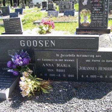 GOOSEN Johannes Henrickus 1905-1984 &amp; Anna Maria ROUX 1906-1966