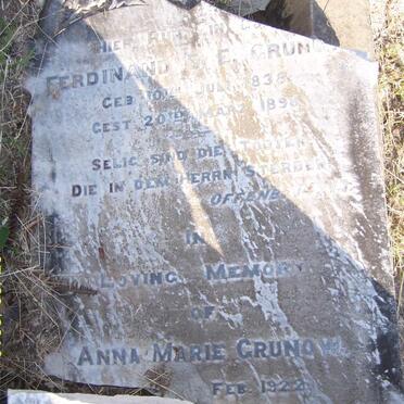 GRUNOW Ferdinand E.E. 1838-1898 &amp; Anna Marie -1922
