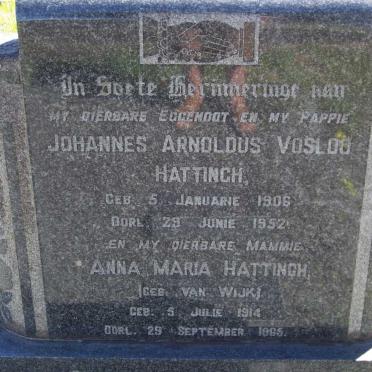 HATTINGH Johannes Arnoldus Vosloo 1906-1952 &amp; Anna Maria VAN WIJK 1914-1965
